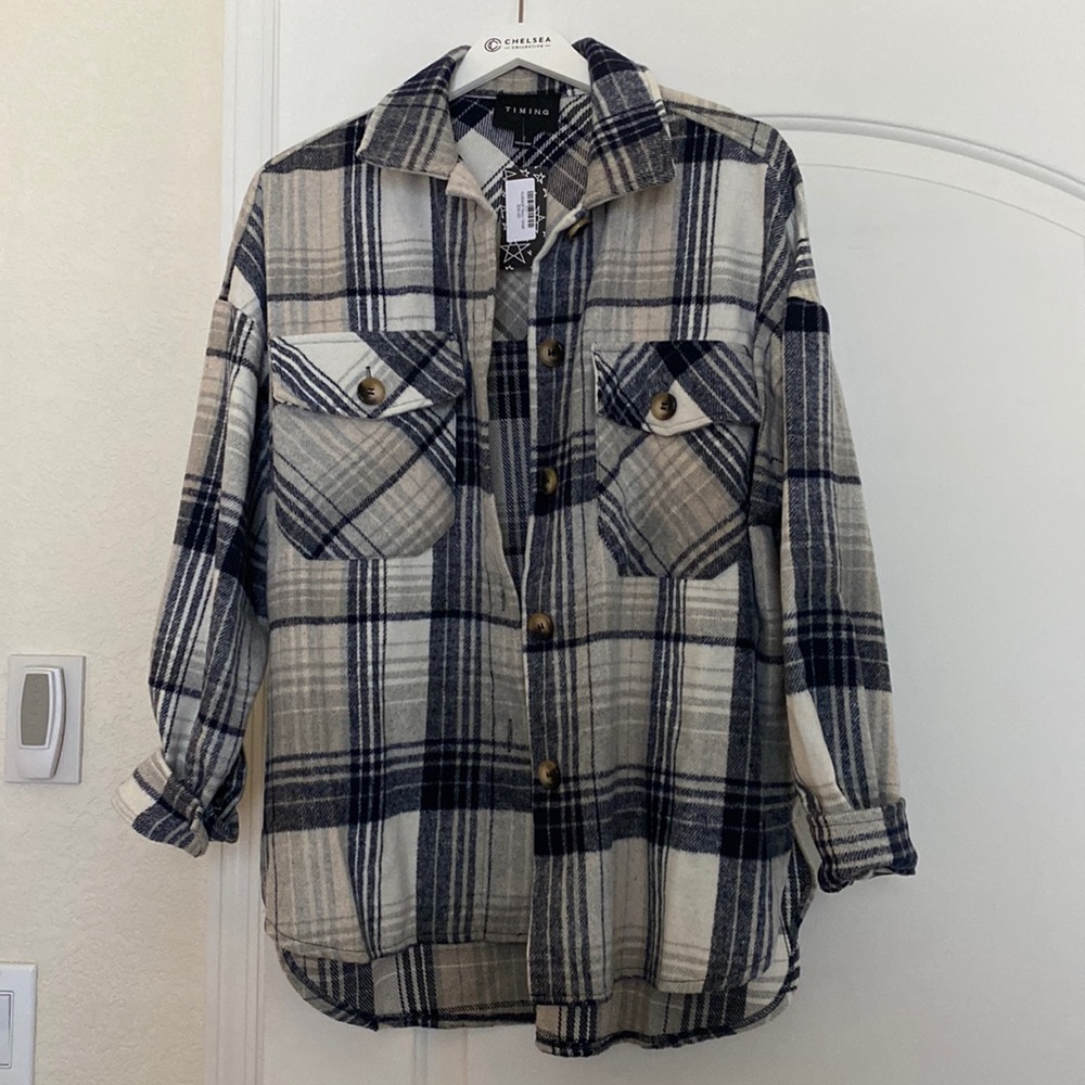 Blue Plaid Oversized Shacket